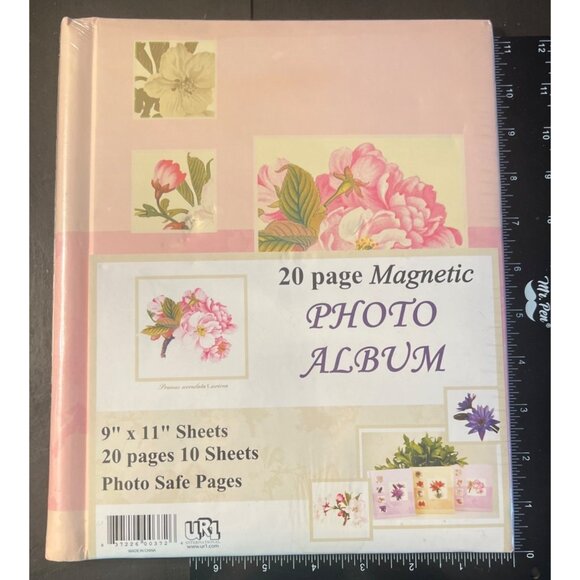 RARE VINTAGE Magnetic Photo Album With Floral Cover by UR1 20 Pages 9" X 11" - Picture 1 of 2